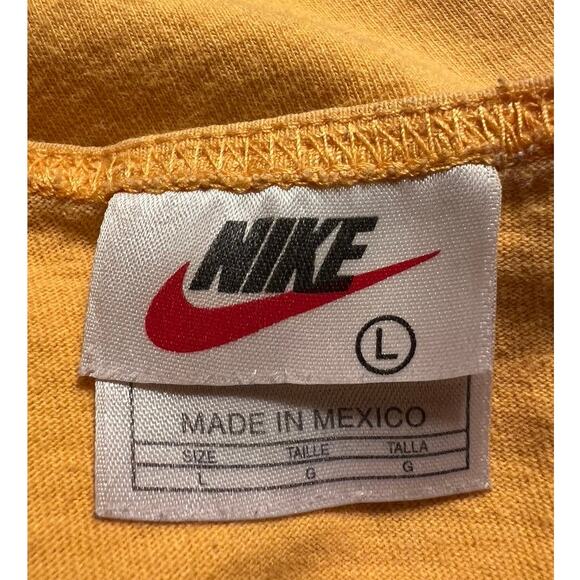 Vintage Nike Tank Top Made in Mexico Size L Yellow Front Back Graphic Retro Soft - Picture 6 of 10